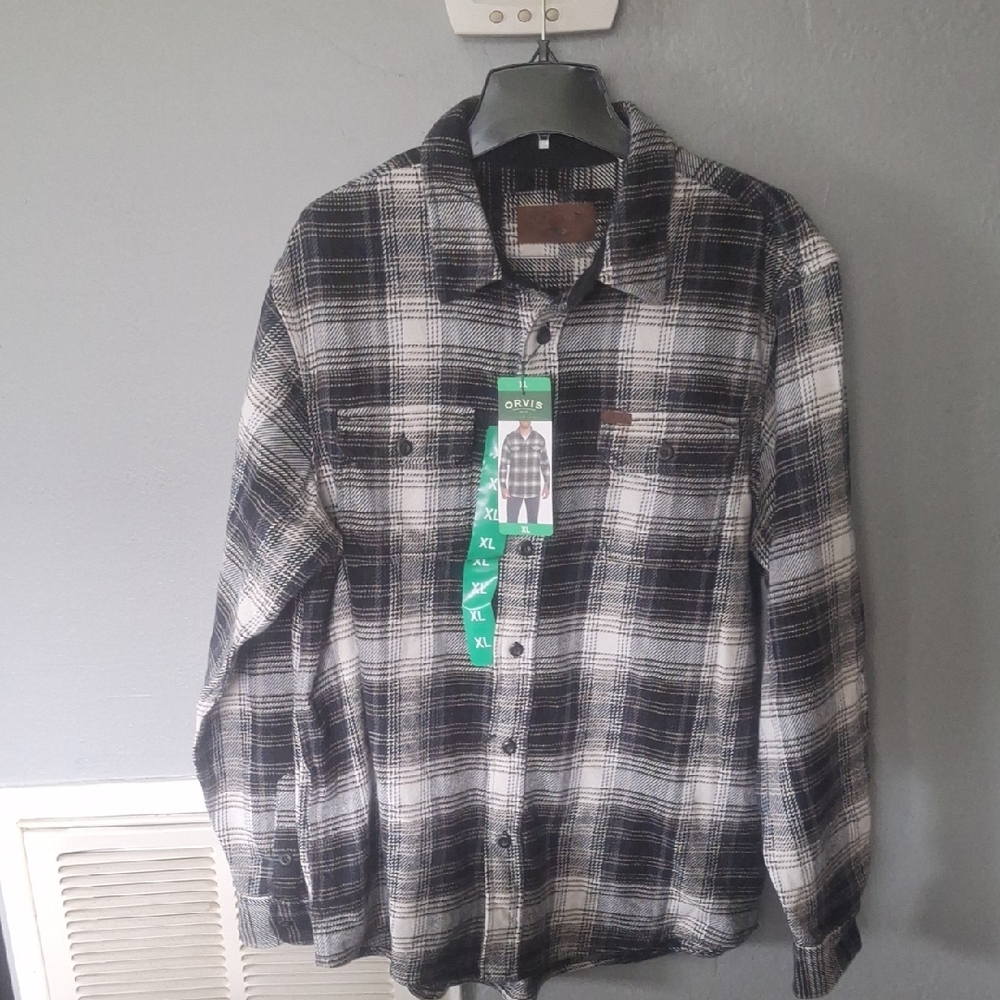 Orvis Black and White Casual Button Down Shirt